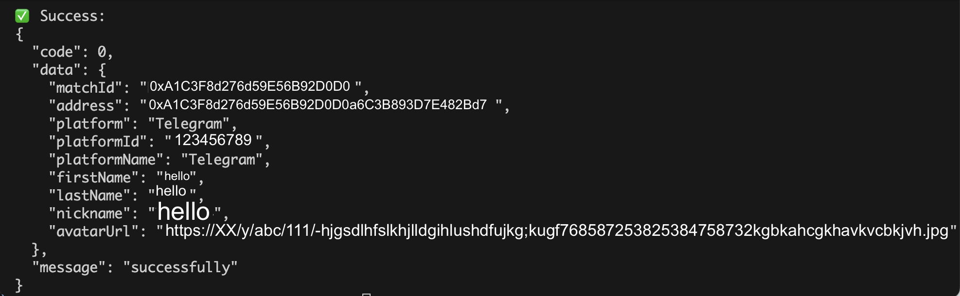 Sample Response Screenshot